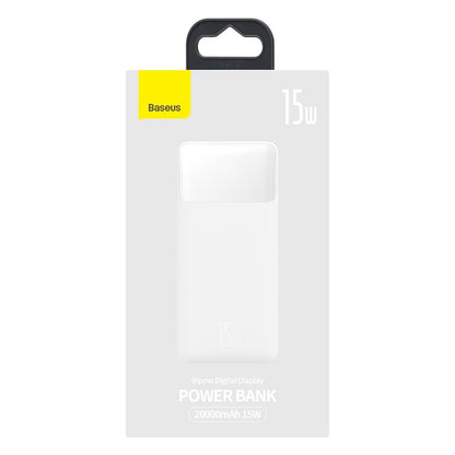 Spoljna baterija Baseus Bipow, 20000mAh, 15W, 1 x USB-C - 2 x USB-A, Bela PPBD050102