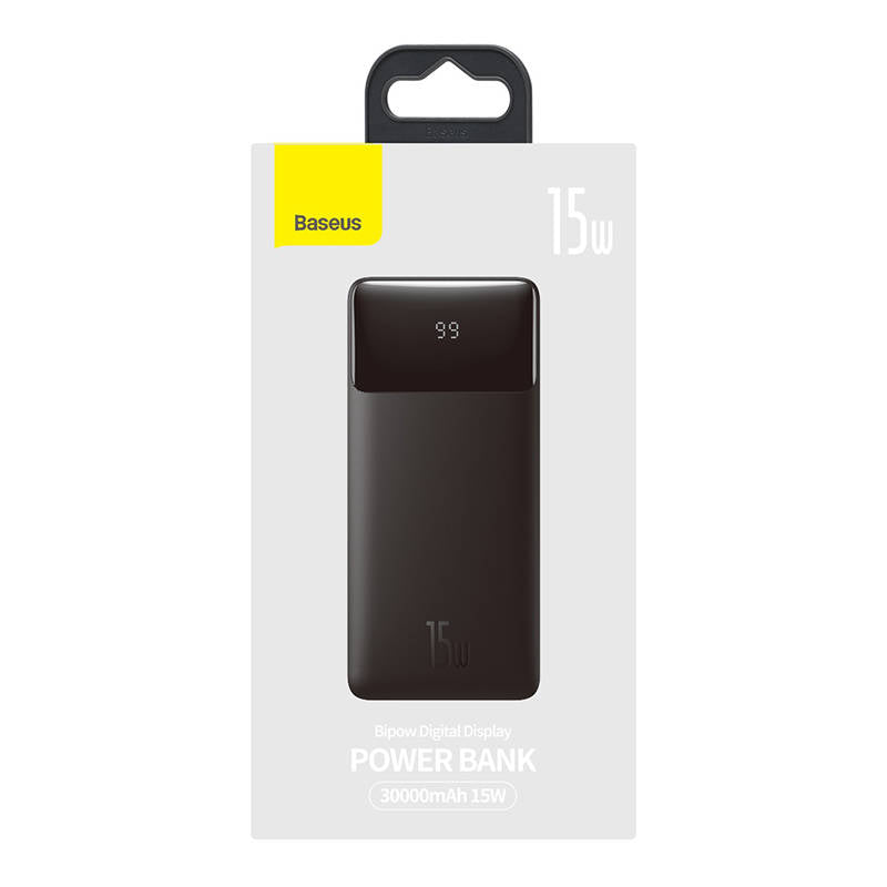 Baseus Bipow External Battery, 30000mAh, 15W, 1 x USB-C - 2 x USB-A, Black PPBD05050201 
