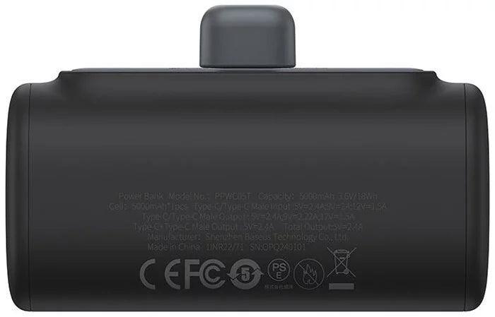 Baterija Eksterna Baseus Compact, 5000mAh, 20W, PD, 2 x USB-C, Crna P10068306113-00