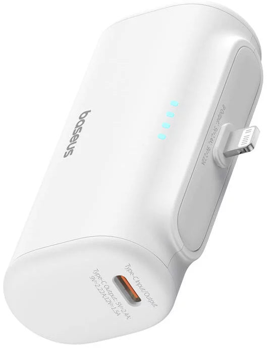 Spoljna baterija Baseus Compact, 5000mAh, 20W, PD, 1 x Lightning - 1 x USB-C, Bela P10068307213-00