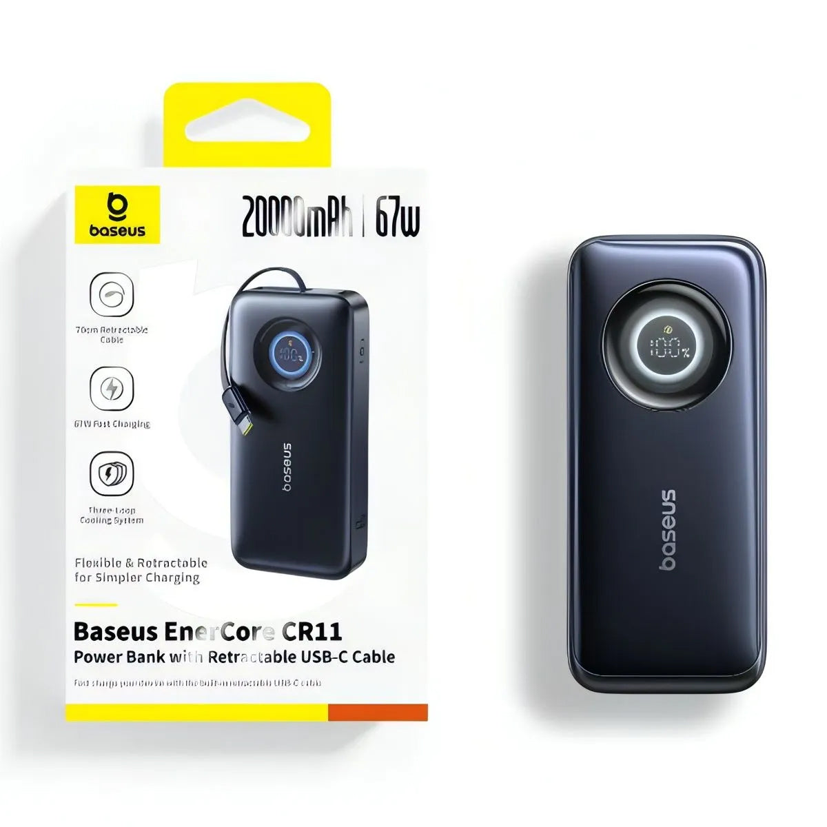 Eksterna baterija Baseus EnerCore CR11, 20000mAh, 67W, PD, 2 x USB-C, Crna E0027H00