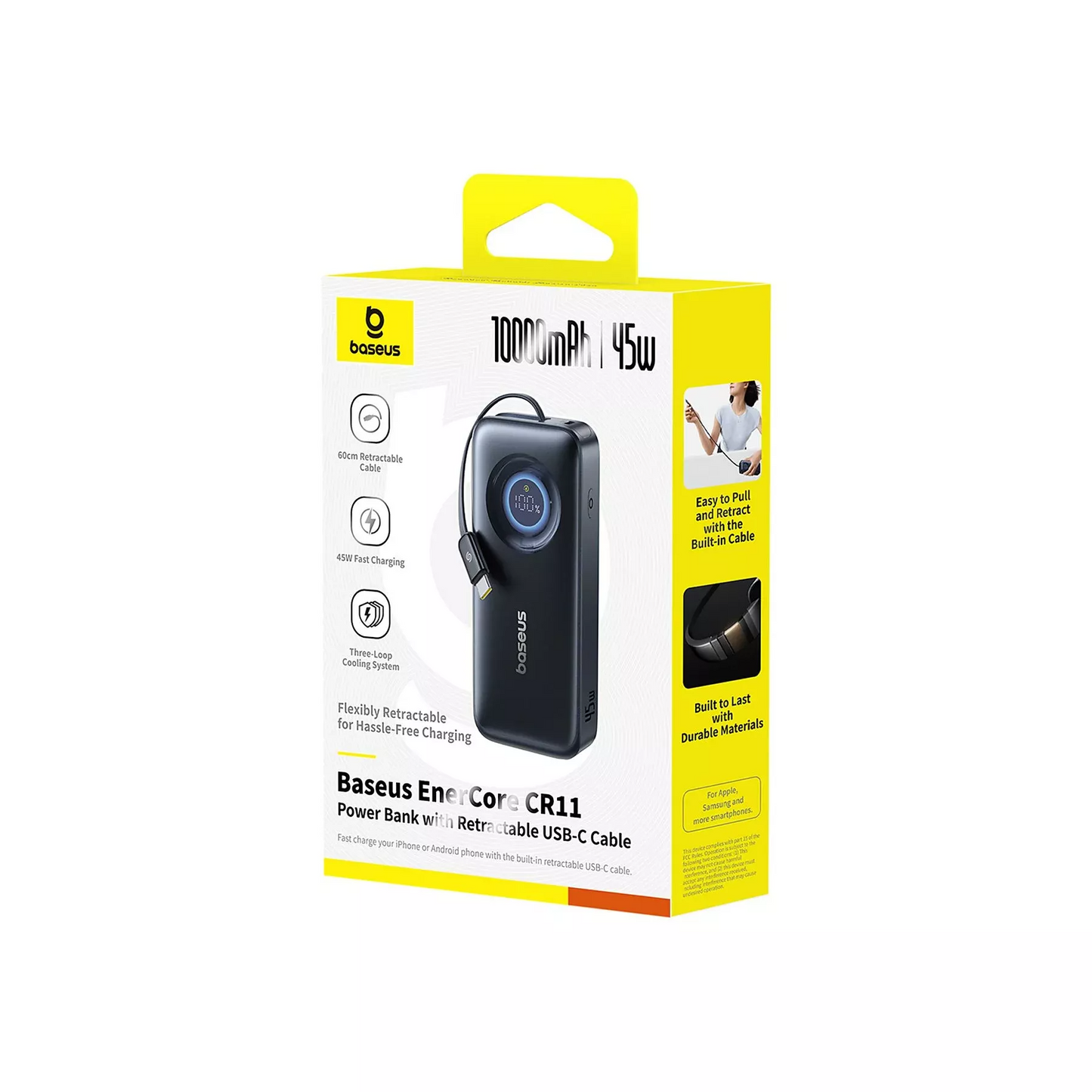 Spoljna baterija Baseus EnerCore CR11, 10000mAh, 45W, PD, 2 x USB-C, Crna E0027G01