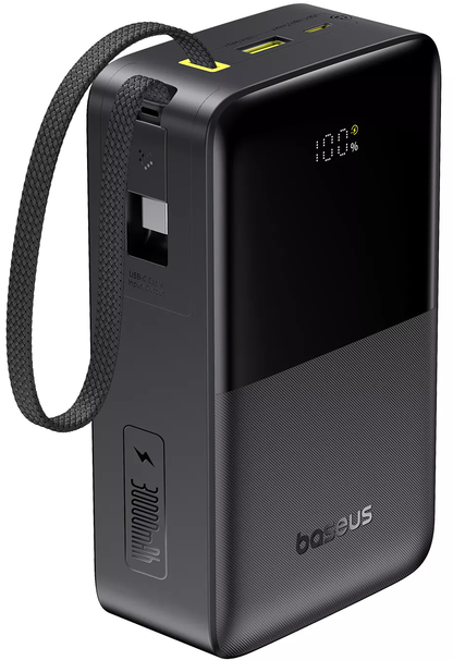 Eksterna baterija Baseus EnerFill Bipow2 Pro, 30000mAh, 22.5W, QC + PD, 1 x USB-A - 2 x USB-C, Crna E0028100
