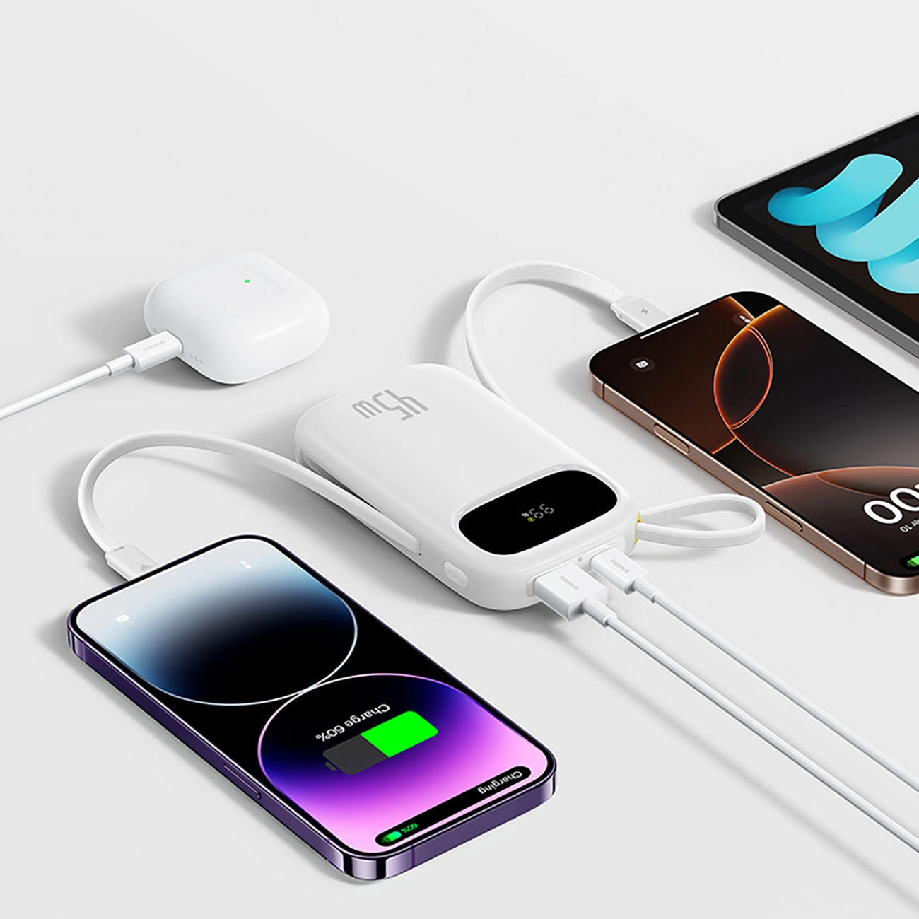 Spoljna baterija Baseus EnerFill FC31, 20000mAh, 45W, QC + PD, 1 x Lightning - 1 x USB-A - 2 x USB-C, Bela E0028D01