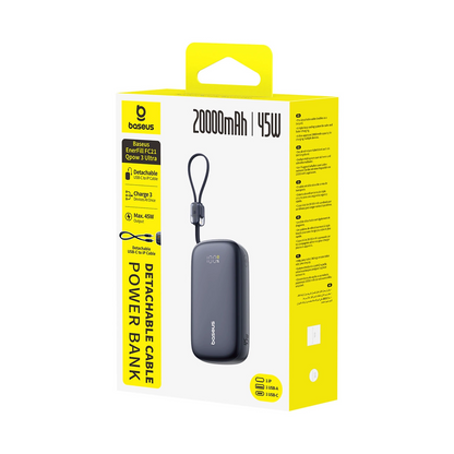 Spoljna baterija Baseus EnerFill FC21 QPow 3 Ultra, 20000mAh, 45W, QC + PD, 1 x USB-A - 1 x USB-C, Crna E0027P00