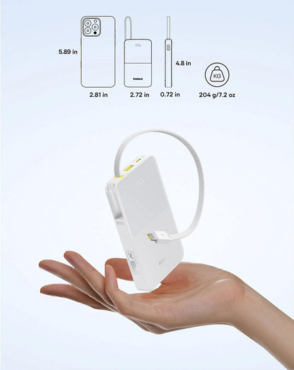 Eksterna baterija Baseus EnerFill Bipow2 Pro, 10000mAh, 22.5W, QC + PD, 1 x USB-A - 2 x USB-C, Bela E0027601