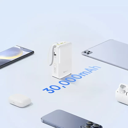 Spoljna baterija Baseus EnerFill Bipow2 Pro, 30000mAh, 22.5W, QC + PD, 1 x USB-A - 2 x USB-C, Bela E0028101