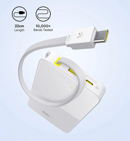 Eksterna baterija Baseus EnerFill Bipow2 Pro, 10000mAh, 22.5W, QC + PD, 1 x USB-A - 2 x USB-C, Bela E0027601