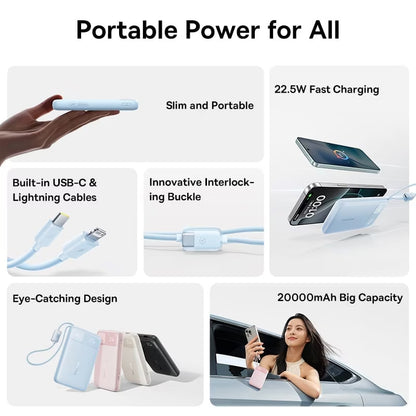 Eksterna baterija Baseus EnerFill FC11, 20000mAh, 22.5W, QC + PD, 1 x Lightning - 1 x USB-A - 2 x USB-C, Crna E0027S04