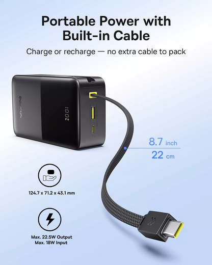 Eksterna baterija Baseus EnerFill Bipow2 Pro, 30000mAh, 22.5W, QC + PD, 1 x USB-A - 2 x USB-C, Crna E0028100