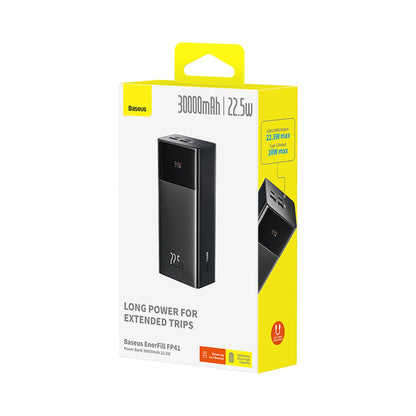 Eksterna baterija Baseus EnerFill FP41, 30000mAh, 22.5W, QC + PD, 1 x USB-C - 2 x USB-A, Crna
