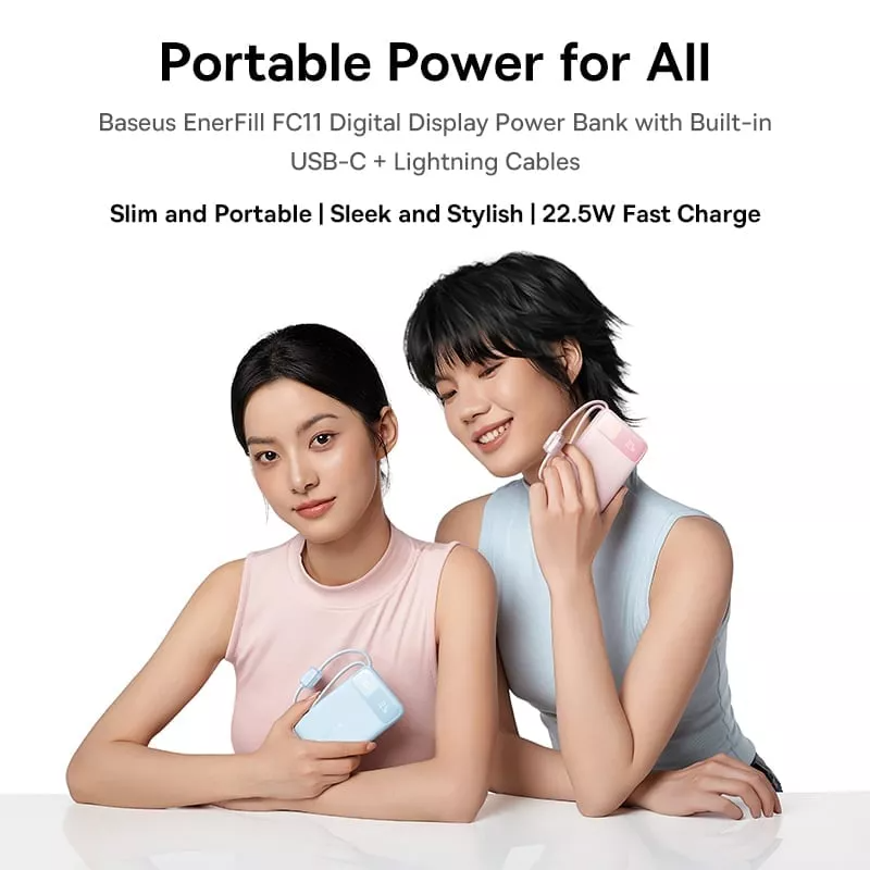 Eksterni punjač Baseus EnerFill FC11, 10000mAh, 22.5W, QC + PD, 1 x Lightning - 1 x USB-A - 2 x USB-C, Crna E0027R04