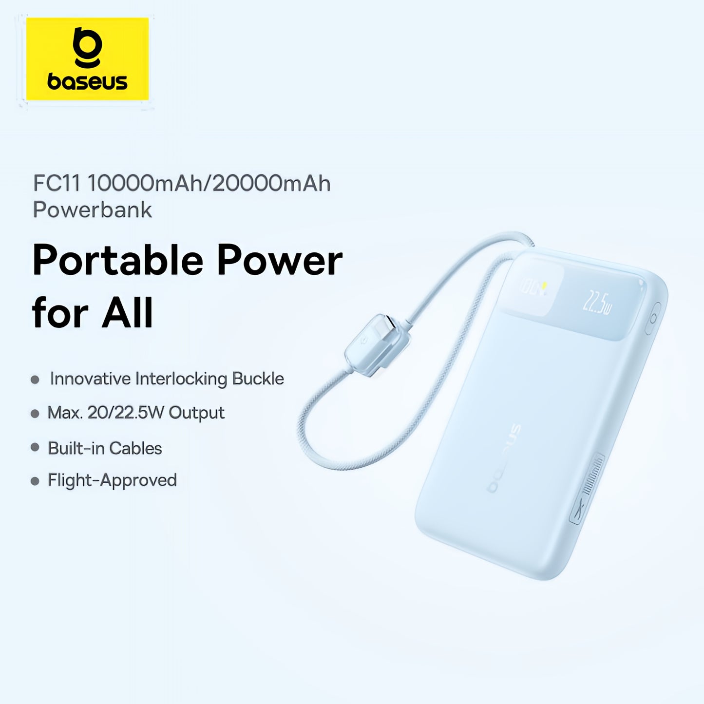 Eksterna baterija Baseus EnerFill FC11, 20000mAh, 22.5W, QC + PD, 1 x Lightning - 1 x USB-A - 2 x USB-C, Plava E0027S06