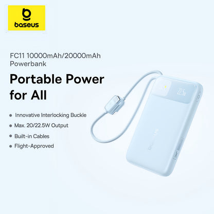 Eksterna baterija Baseus EnerFill FC11, 20000mAh, 22.5W, QC + PD, 1 x Lightning - 1 x USB-A - 2 x USB-C, Plava E0027S06