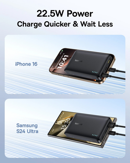 Spoljna baterija Baseus EnerFill FP21, 10000mAh, 22.5W, QC + PD, 1 x USB-A - 2 x USB-C, Crna P1008210D123-00