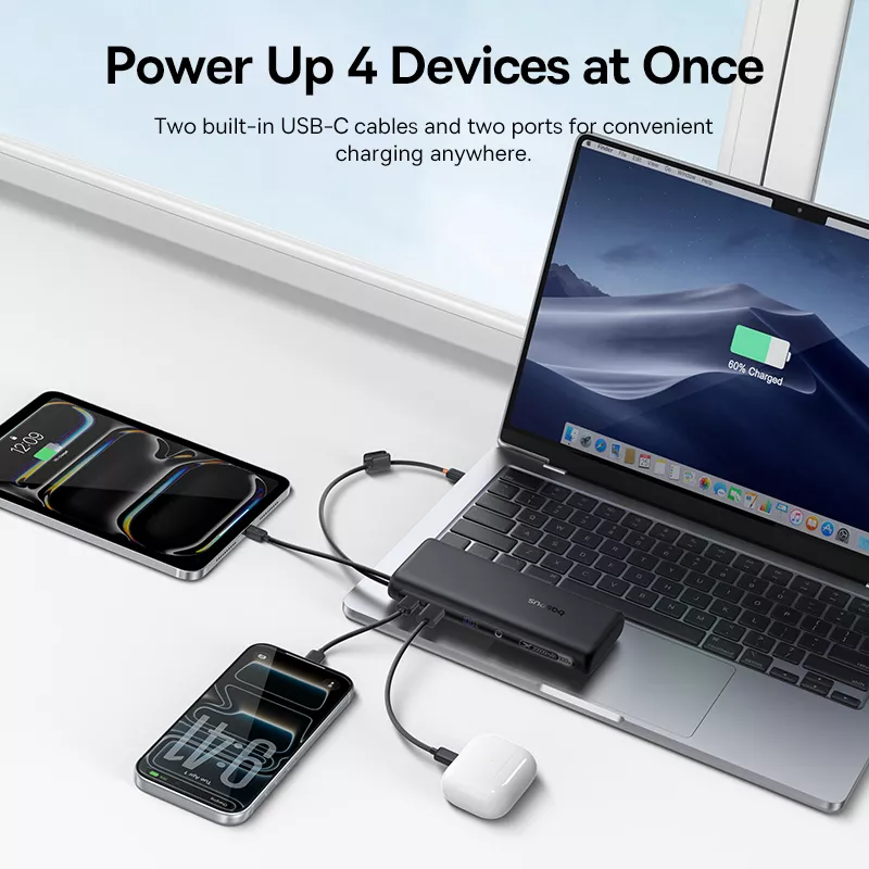 Spoljna baterija Baseus EnerFill FC41, 20000mAh, 100W, QC + PD, 1 x USB-A - 3 x USB-C, Crna E0028N03