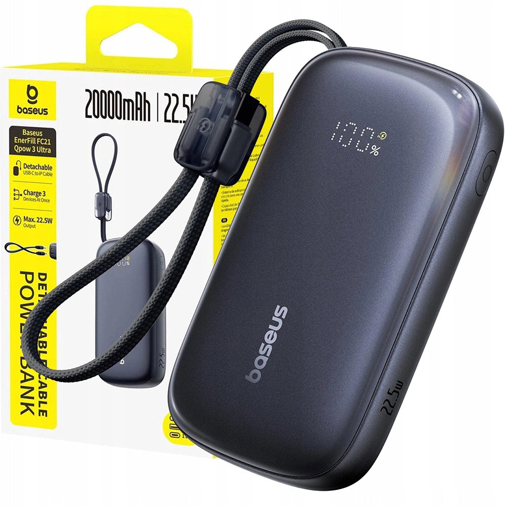 Spoljna baterija Baseus EnerFill FC21 Qpow 3 Ultra, 20000mAh, 22.5W, QC + PD, 1 x USB-A - 1 x USB-C, Crna E0027M00