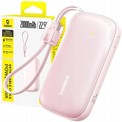Spoljna baterija Baseus EnerFill FC21 Qpow 3 Ultra, 20000mAh, 22.5W, QC + PD, 1 x USB-A - 1 x USB-C, Roze E0027M02
