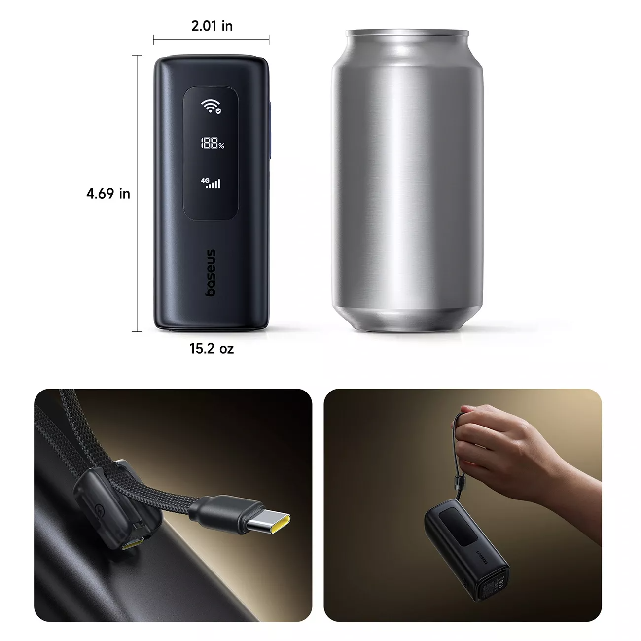 Eksterna baterija Baseus EnerGeek GX11, 20000mAh, 67W, QC + PD, 1 x USB-A - 2 x USB-C, Crna E0025701
