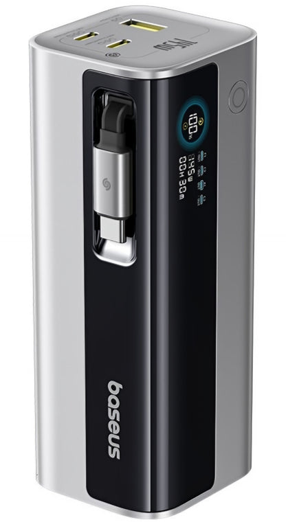 Eksterni punjač Baseus EnerGeek GR11, 20000mAh, 145W, QC + PD, 1 x USB-A - 3 x USB-C, Srebrna E0027B02