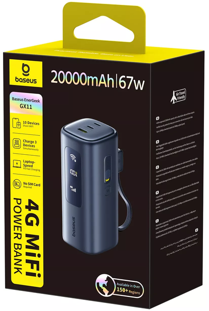 Eksterna baterija Baseus EnerGeek GX11, 20000mAh, 67W, QC + PD, 1 x USB-A - 2 x USB-C, Crna E0025701