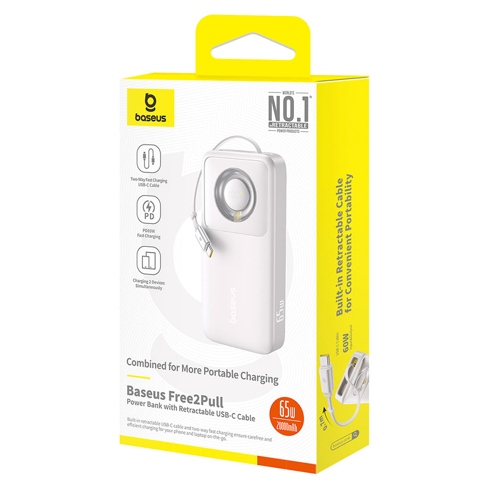 Spoljna baterija Baseus Free2Pull, 20000mAh, 65W, PD, 2 x USB-C, Siva P10073700843-00