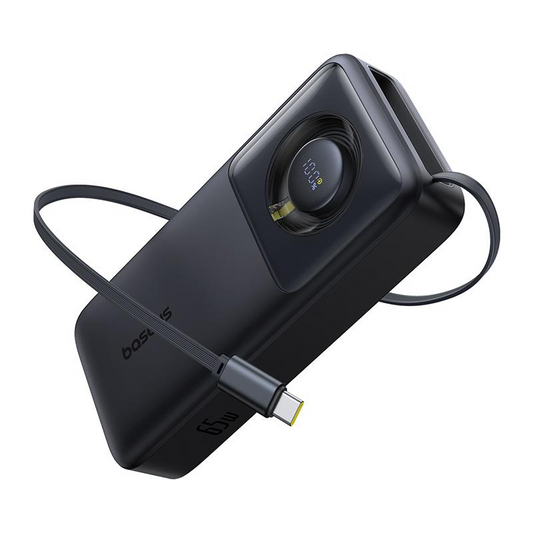 Eksterni punjač Baseus Free2Pull, 20000mAh, 65W, PD, 2 x USB-C, Crna, Refabrikovana P10073700123-00