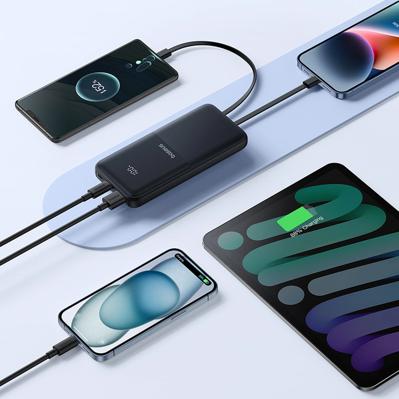 Spoljna baterija Baseus Lipow, 10000mAh, 22.5W, QC + PD, 1 x Lightning - 1 x USB-A - 2 x USB-C, Crna P10079101123-00