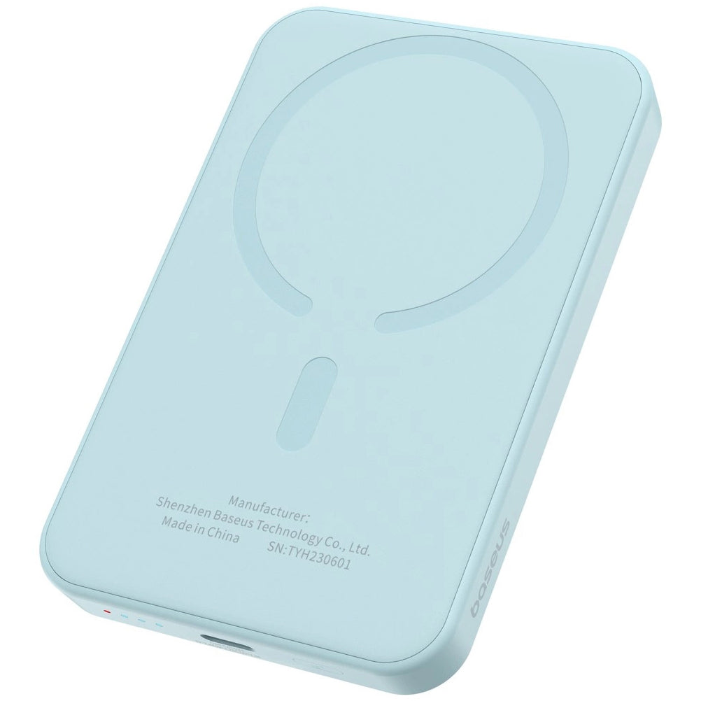 Spoljna Baterija Bežična Baseus Magnetic Mini, 5000mAh, 20W, PD + FQI, 1 x QI - 1 x USB-C, Plava P10022107313-00
