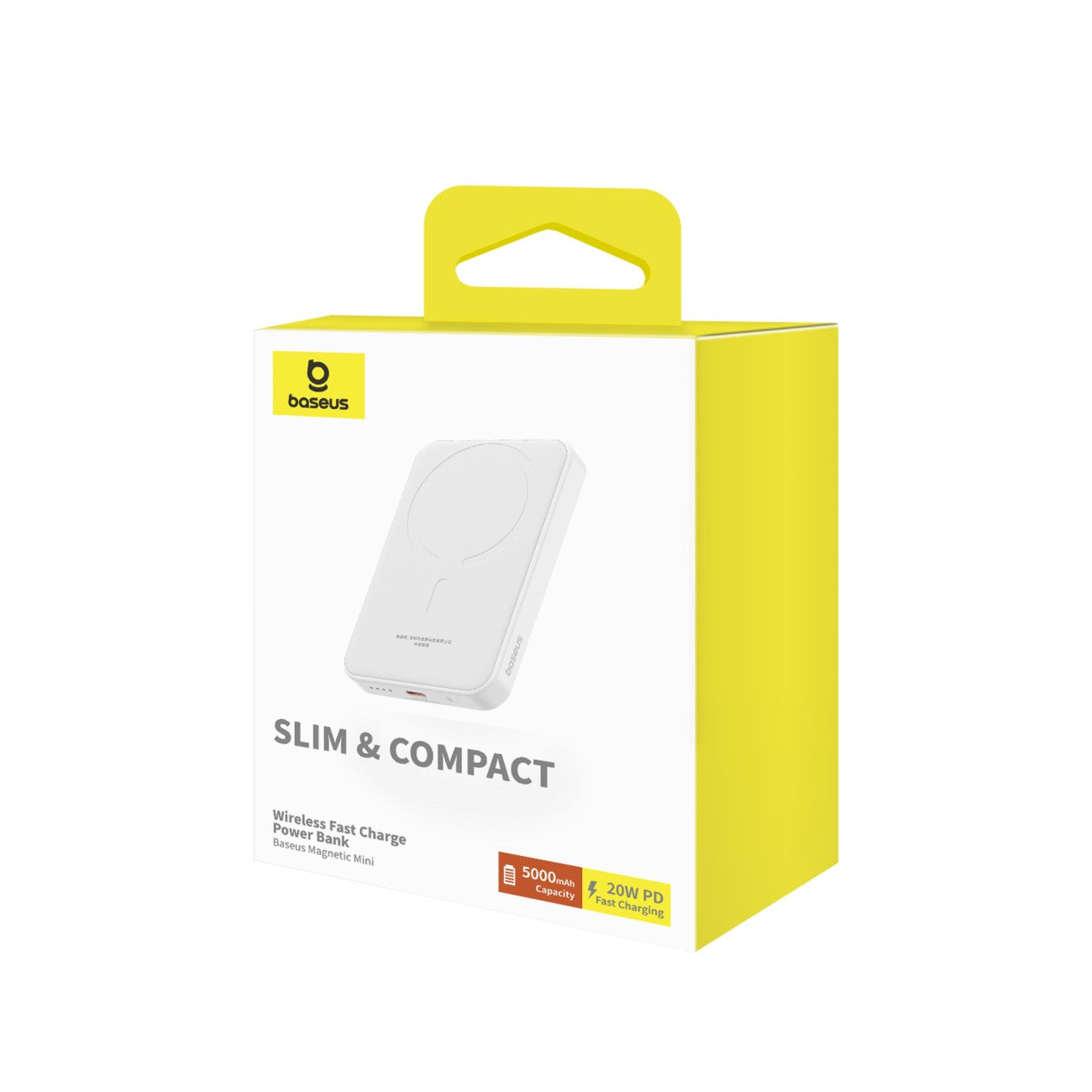 Spoljna Baterija Bežična Baseus Magnetic Mini, 5000mAh, 20W, PD + FQI, 1 x QI - 1 x USB-C, Bela P10022107223-00