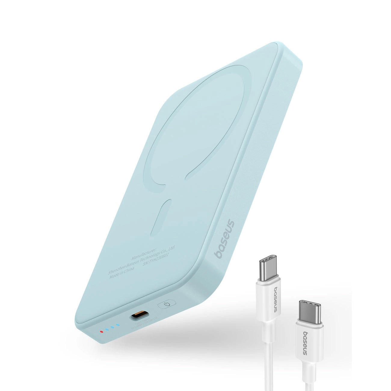 Spoljna Baterija Bežična Baseus Magnetic Mini, 5000mAh, 20W, PD + FQI, 1 x QI - 1 x USB-C, Plava P10022107313-00