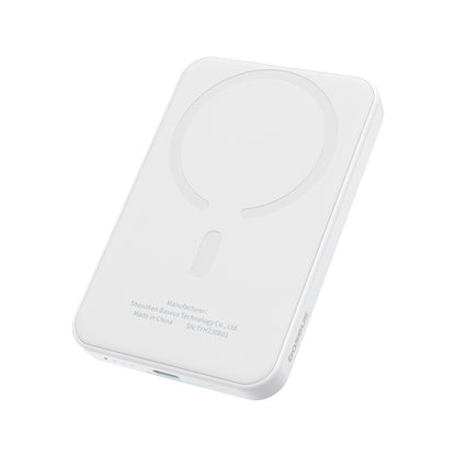 Spoljna Baterija Bežična Baseus Magnetic Mini, 5000mAh, 20W, PD + FQI, 1 x QI - 1 x USB-C, Bela P10022107223-00