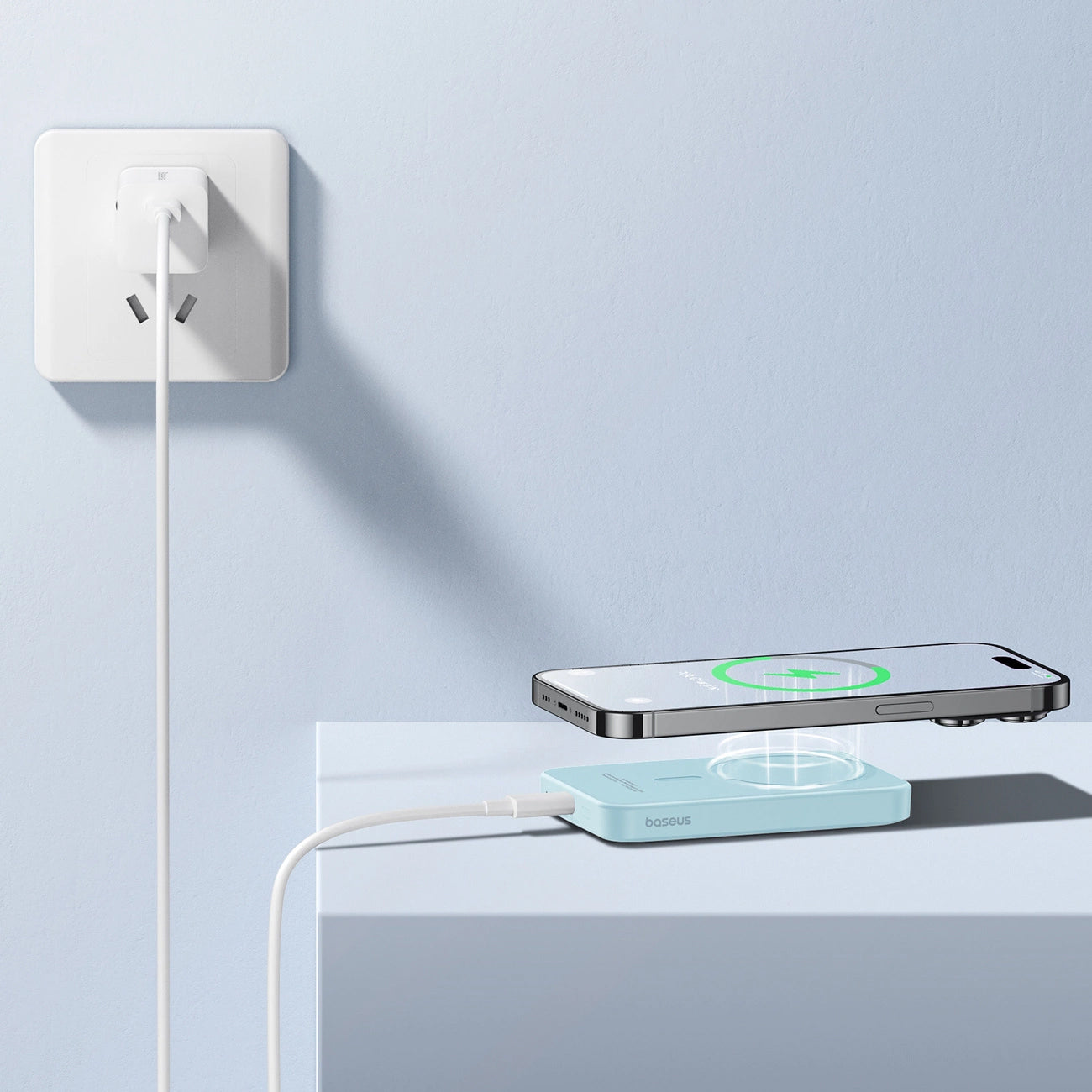 Spoljna Baterija Bežična Baseus Magnetic Mini, 5000mAh, 20W, PD + FQI, 1 x QI - 1 x USB-C, Plava P10022107313-00