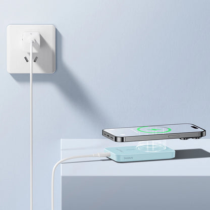 Spoljna Baterija Bežična Baseus Magnetic Mini, 5000mAh, 20W, PD + FQI, 1 x QI - 1 x USB-C, Plava P10022107313-00
