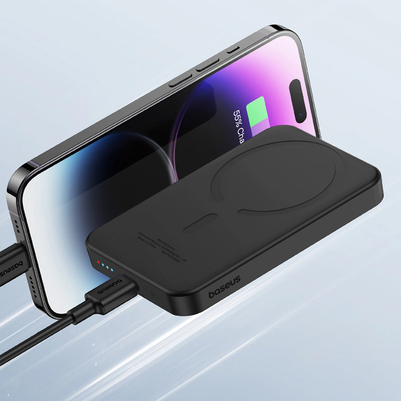 Spoljna Baterija Bežična Baseus Magnetic Mini, 5000mAh, 20W, PD + FQI, 1 x QI - 1 x USB-C, Crna P10022107113-00