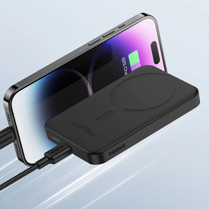 Spoljna Baterija Bežična Baseus Magnetic Mini, 5000mAh, 20W, PD + FQI, 1 x QI - 1 x USB-C, Crna P10022107113-00