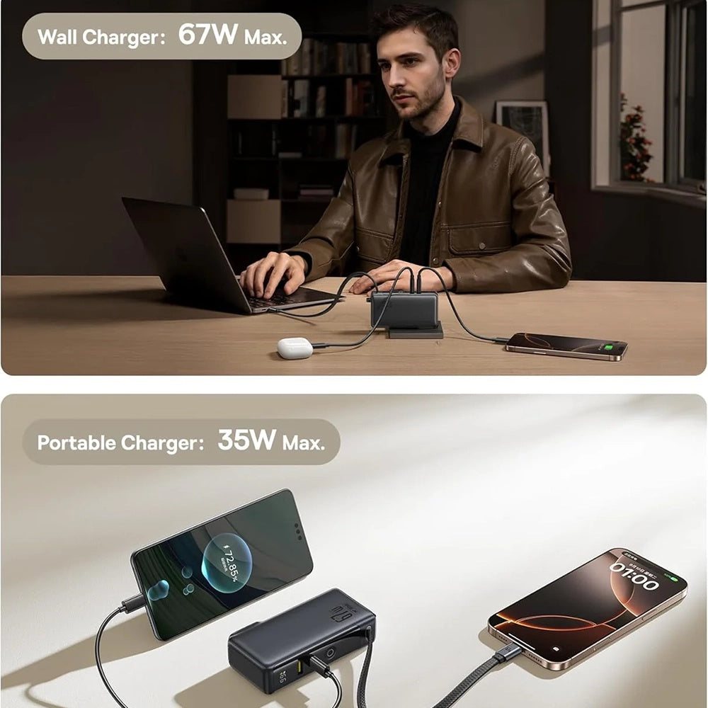 Spoljna baterija Baseus Nomos NT11 Omni US, 10000mAh, 67W, QC + PD, 1 x USB-A - 2 x USB-C, Crna P10078807123-00