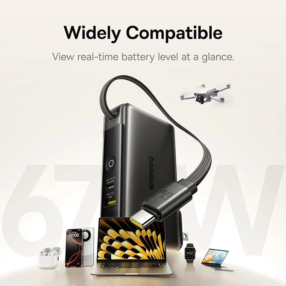 Spoljna baterija Baseus Nomos NT11 Omni US, 10000mAh, 67W, QC + PD, 1 x USB-A - 2 x USB-C, Crna P10078807123-00