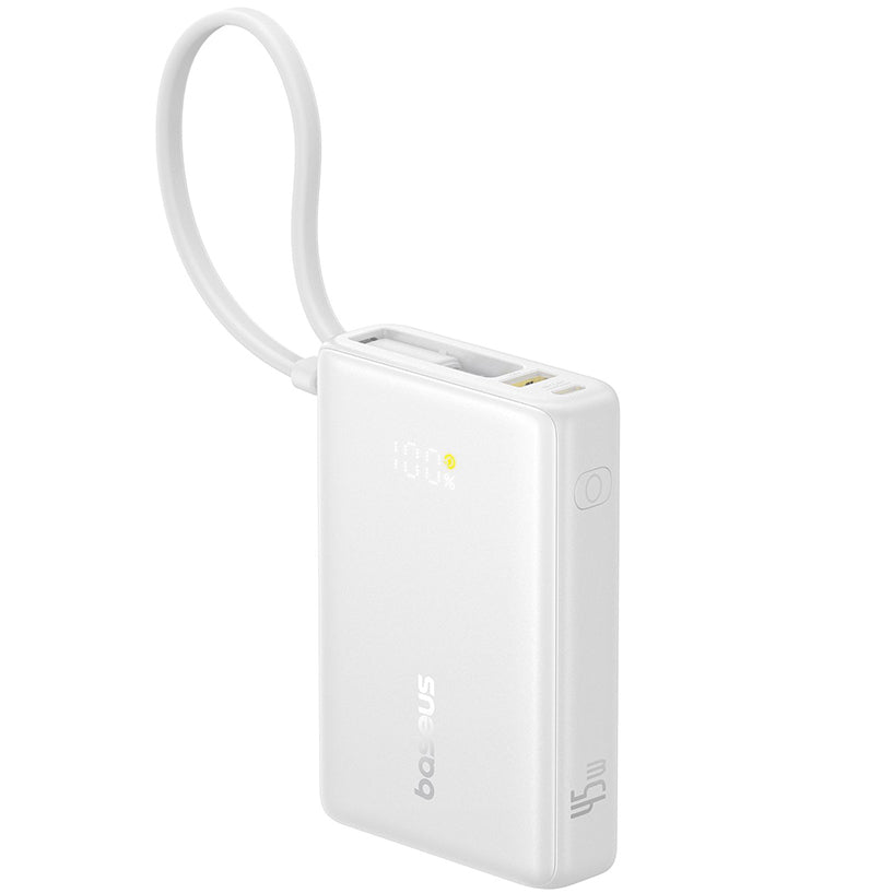 Spoljna baterija Baseus PicoGo, 10000mAh, 45W, QC + PD, 1 x USB-A - 2 x USB-C, Bela P10076803213-00