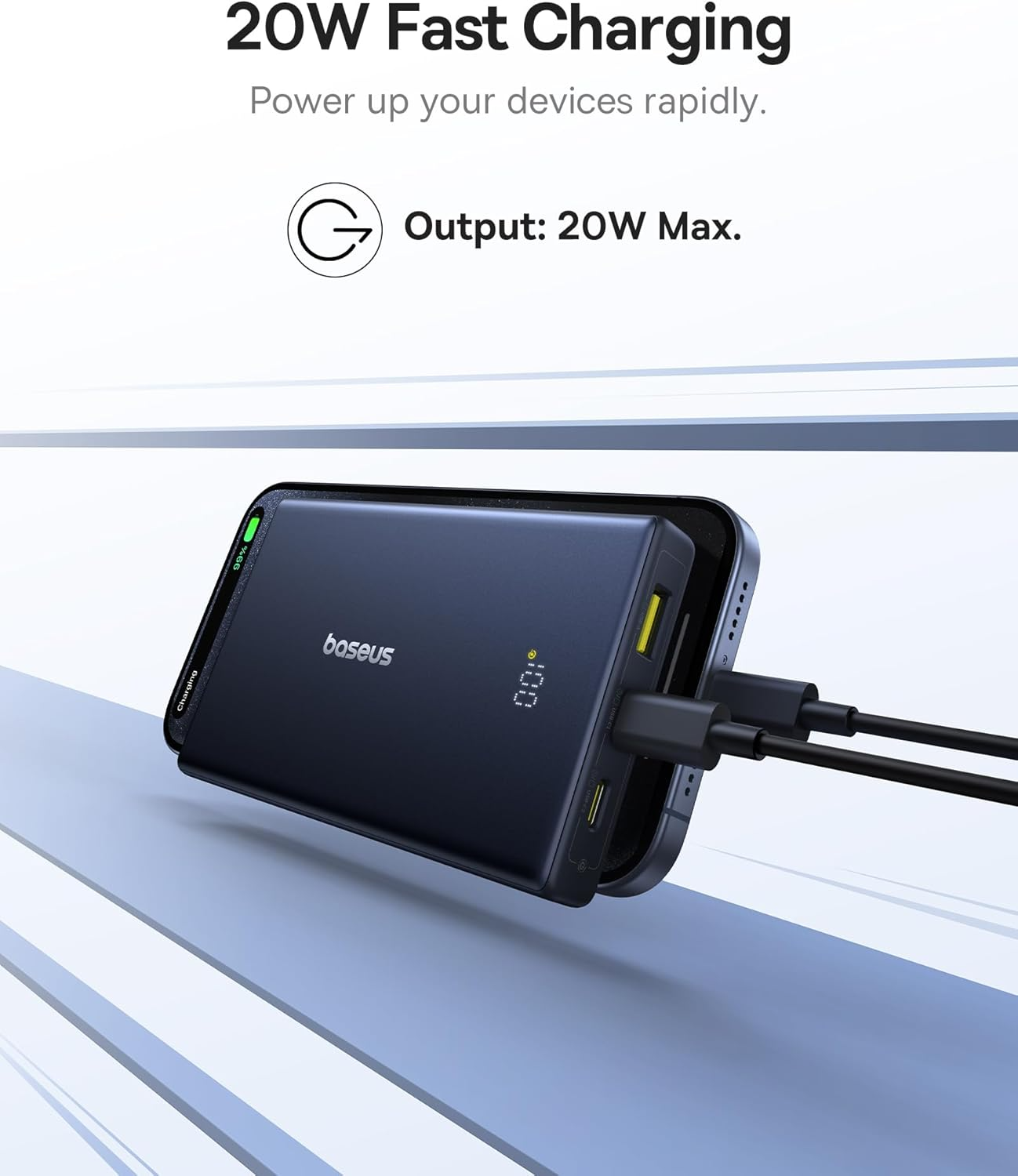 Spoljna baterija Baseus PicoGo, 10000mAh, 20W, QC + PD, 1 x USB-A - 2 x USB-C, Bela P10076801213-00