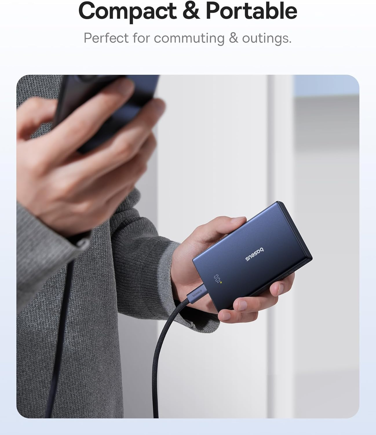 Spoljna baterija Baseus PicoGo, 10000mAh, 20W, QC + PD, 1 x USB-A - 2 x USB-C, Bela P10076801213-00