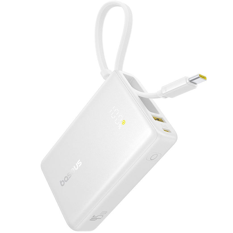 Spoljna baterija Baseus PicoGo, 10000mAh, 45W, QC + PD, 1 x USB-A - 2 x USB-C, Bela P10076803213-00