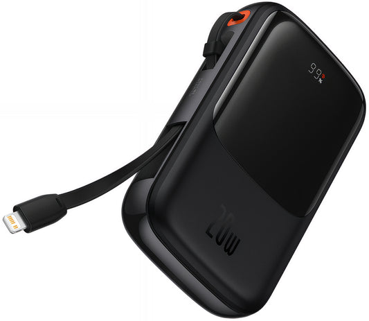 Eksterna baterija Baseus Qpow Pro, 20000mAh, 20W, QC + PD, 1 x Lightning - 1 x USB-A - 1 x USB-C, Crna PPQD060201
