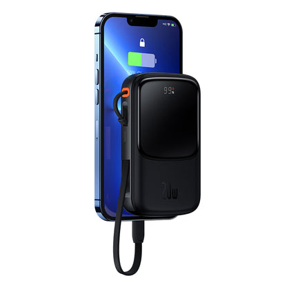 Eksterna baterija Baseus Qpow Pro, 20000mAh, 20W, QC + PD, 1 x Lightning - 1 x USB-A - 1 x USB-C, Crna PPQD040001