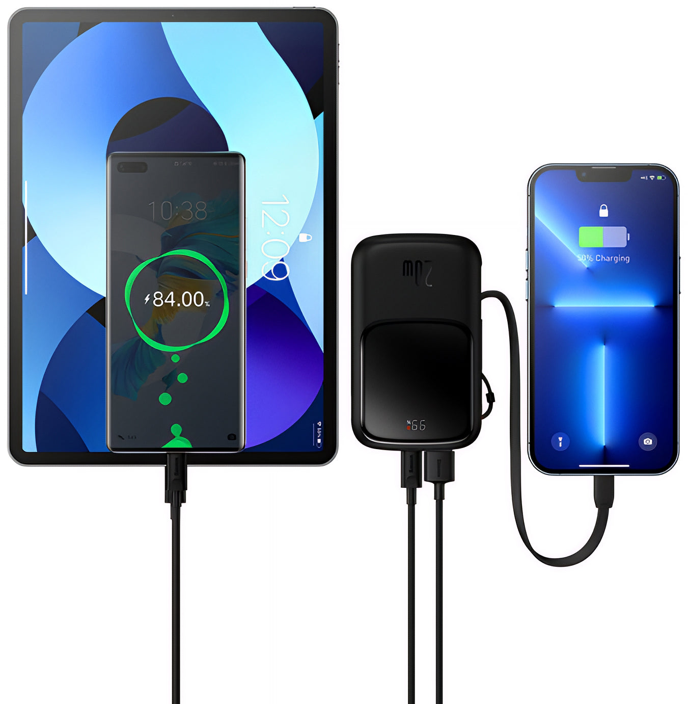 Eksterna baterija Baseus Qpow Pro, 20000mAh, 20W, QC + PD, 1 x Lightning - 1 x USB-A - 1 x USB-C, Crna PPQD060201