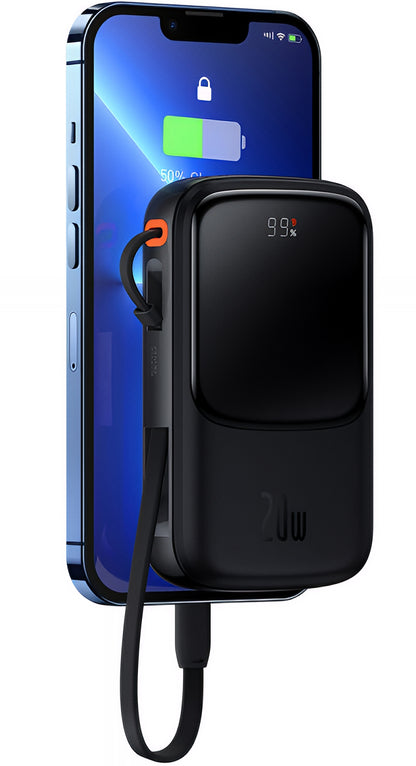 Eksterna baterija Baseus Qpow Pro, 20000mAh, 20W, QC + PD, 1 x Lightning - 1 x USB-A - 1 x USB-C, Crna PPQD060201