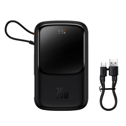 Eksterna baterija Baseus Qpow Pro, 20000mAh, 20W, QC + PD, 1 x Lightning - 1 x USB-A - 1 x USB-C, Crna PPQD040001