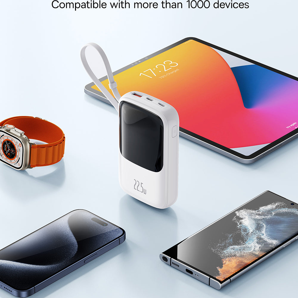 Spoljna baterija Baseus Qpow Pro+, 10000mAh, 22.5W, QC + PD, 1 x USB-A - 2 x USB-C, Bela P10067101213-00