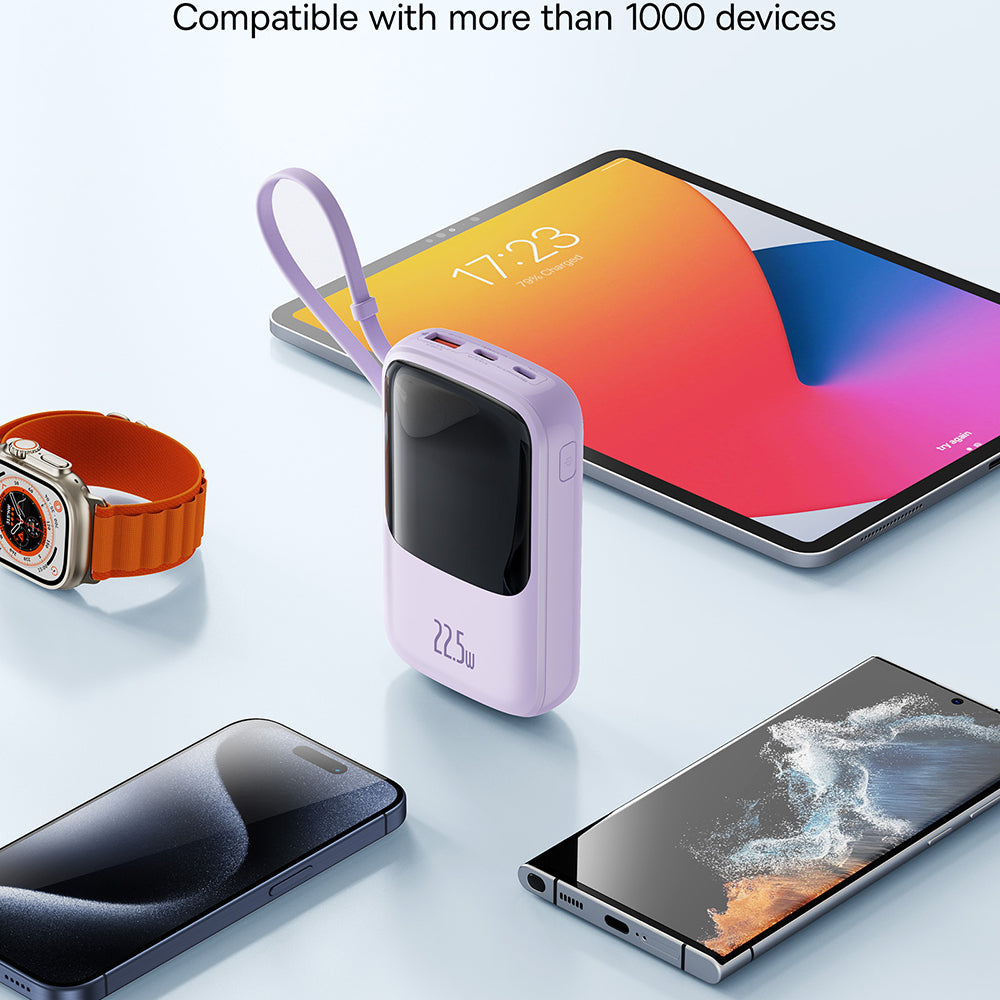 Spoljna baterija Baseus Qpow Pro+, 10000mAh, 22.5W, QC + PD, 1 x USB-A - 2 x USB-C, Ljubičasta P10067101513-00