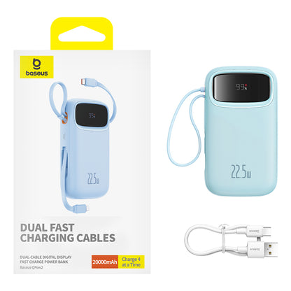 Spoljna baterija Baseus Qpow Pro+, 20000mAh, 22.5W, QC + PD, 1 x Lightning - 1 x USB-A - 2 x USB-C, Plava P10055002313-00